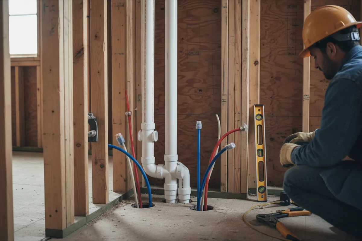 Drain and supply rough-in during Leak Detection in Imlay