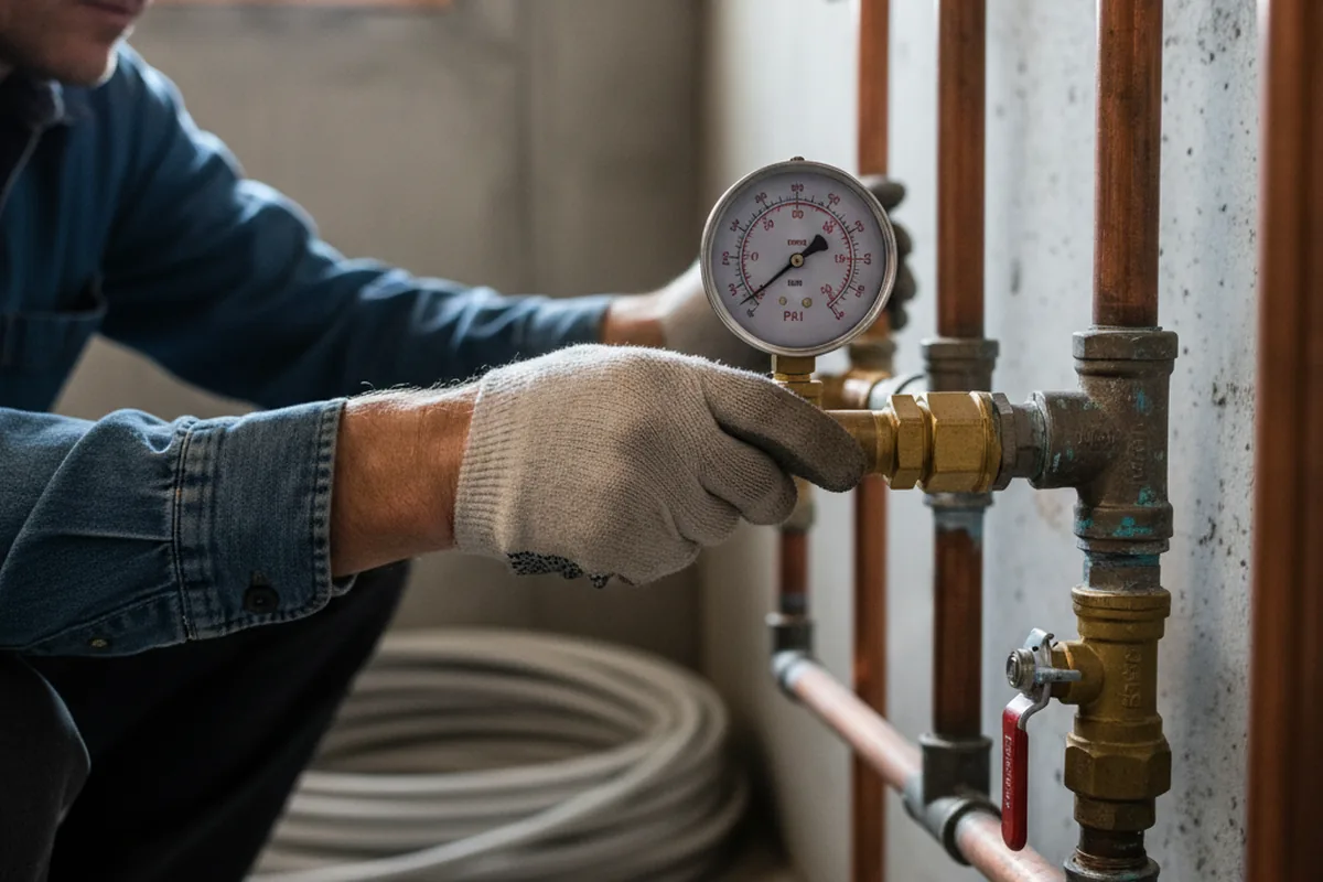Pressure testing a repaired line during Water Line Repair in Imlay